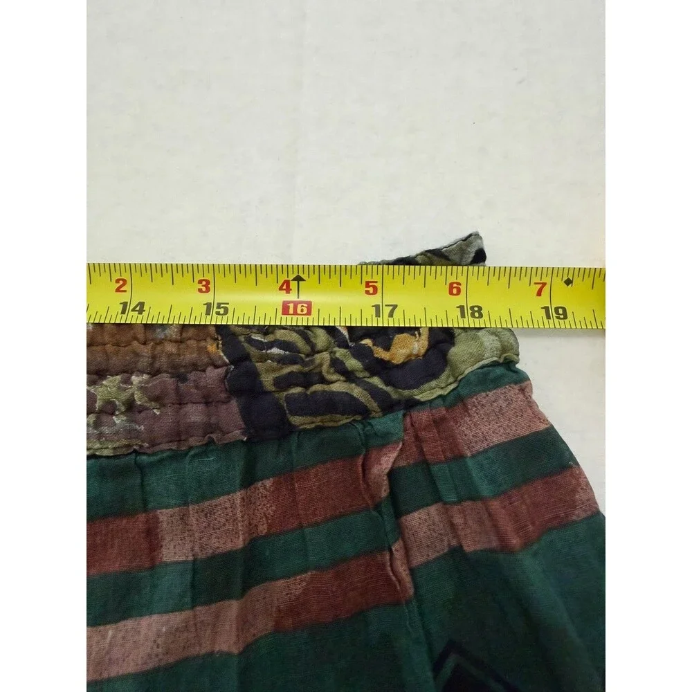 Patchwork Midi Skirt India One Size Mixed Prints Drawstring S M L XL Boho Cotton